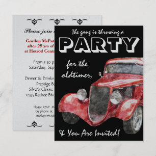 Invitation Voiture classique de Hotrod de partie de retraite