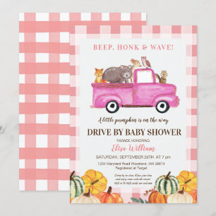Invitation Voiture De Camion Rose Woodland Par Baby shower