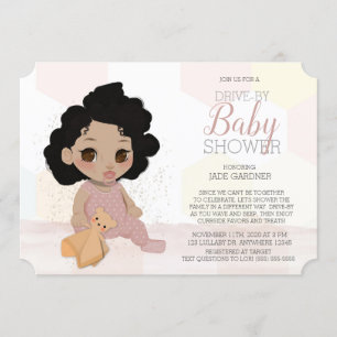 Invitation Voiture De Cheveux Roses Curly Par Baby shower Inv