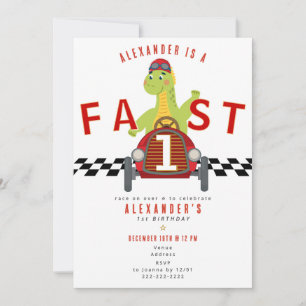 Invitation Voiture de course Fast One Fête d'anniversaire de