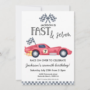 Invitation Voiture de course flammes Fast & Seven 7e annivers