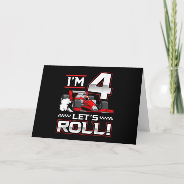 Invitation Voiture de course pour 4ème anniversaire 4 ans Let (Devant)