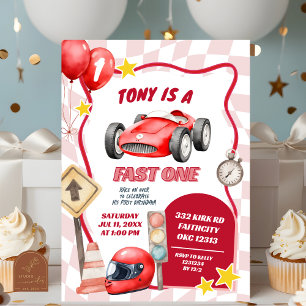 Invitation Voiture de course rapide pour premier anniversaire