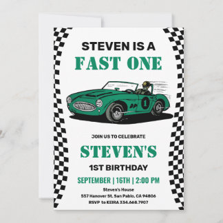 Invitation Voiture de course vintage Fast One 1er anniversair