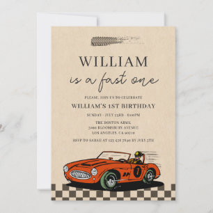 Invitation Voiture de course vintage rapide pour le premier a