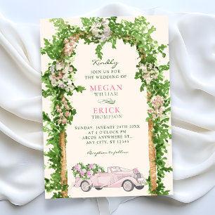 Invitation Voiture de mariage à l'aquarelle