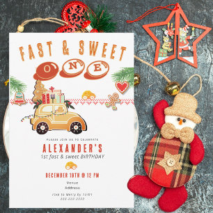 Invitation Voiture en pain d'épice de Noël Fast Sweet 1er ann
