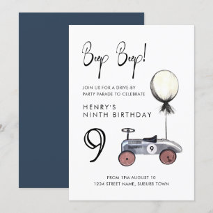 Invitation Voiture par 9th Any Age Anniversaire Parade Retro 