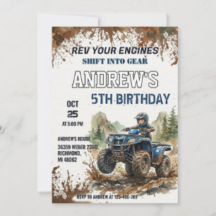 Invitation Voiture personnelle 4 roues ATV Fête du garçon d'a