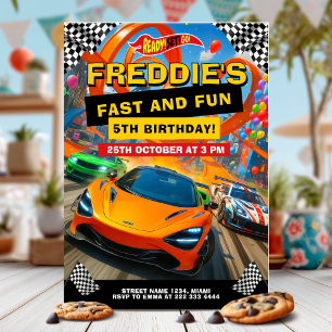 Invitation Voiture Race excitante fête d'anniversaire