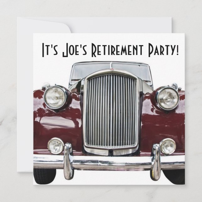 Invitation Voiture Rétro Classique Retraite ou Anniversaire  (Devant)