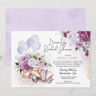 Invitation Voiture Rétro Florale Violet En Fête des mariées