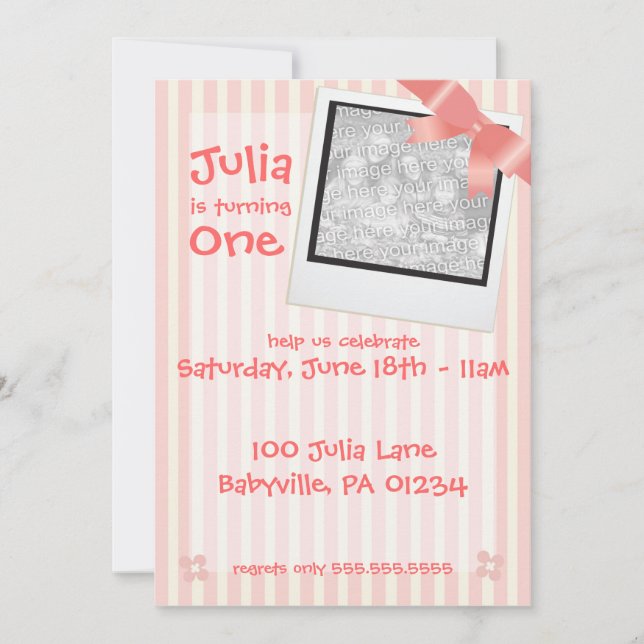 Invitation Voiture rose d'invitation de fête d'anniversaire (Devant)