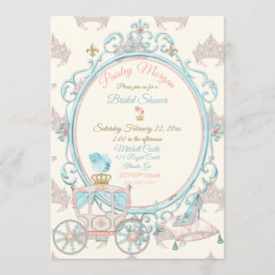 Invitation Voiture Royale de Princesse de Conte de Fées Rose 