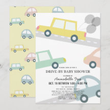 Voitures avec ballons Jaune Baby shower Drive-by