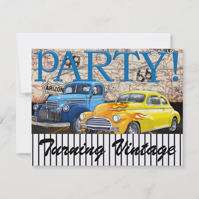 Invitation Voitures classiques - Vintage - Route 66 - #3 - SR (Devant)