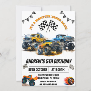 Invitation Voitures De Camion Monster Personnalisées Fête Ann