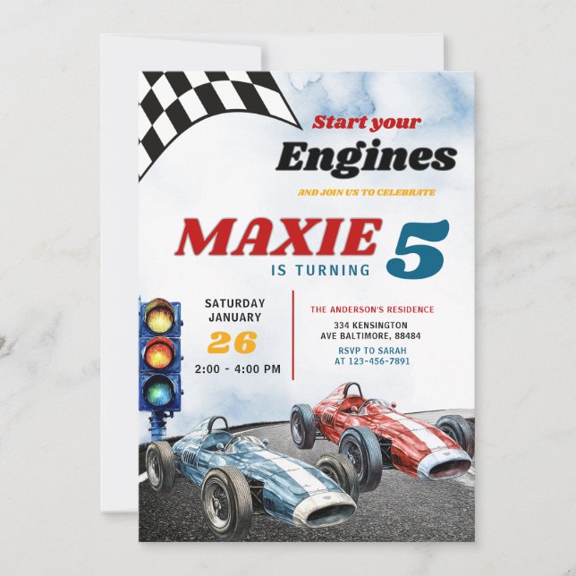 Invitation Voitures de sport Blue and Red Boy Race (Devant)