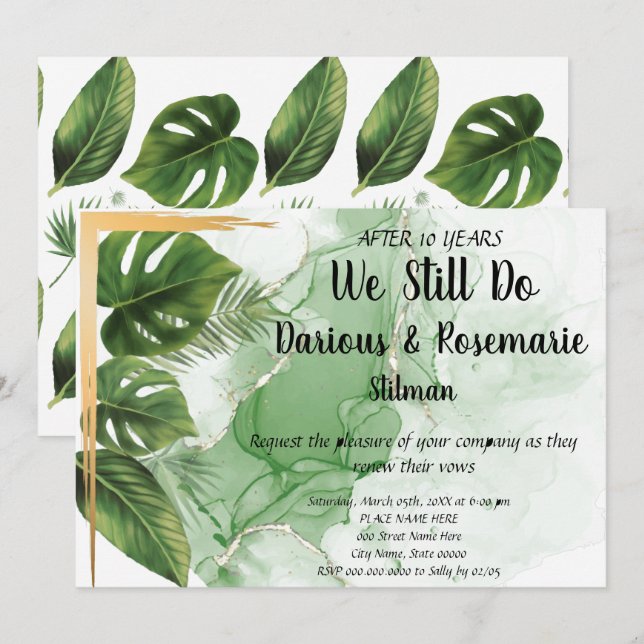 Invitation Voix de renouvellement pour l'anniversaire du Mari (Devant / Derrière)