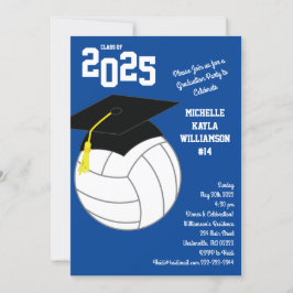 Invitation Volleyball Graduation Sports Blue