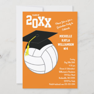 Invitation Volleyball Graduation Sports Orange