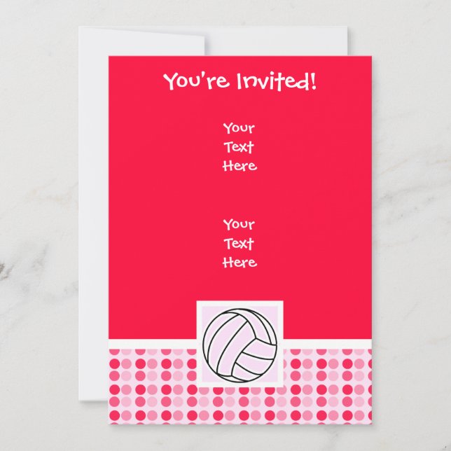 Invitation Volleyball rose mignon (Devant)