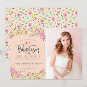 INVITATION VON LDS BAPTISM-FOTOS  Elegantes Rosa M Einladung