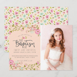 INVITATION VON LDS BAPTISM-FOTOS| Elegantes Rosa M Einladung