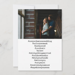 Invitation Vos 12 principaux mots-clics Mariage photo reporté