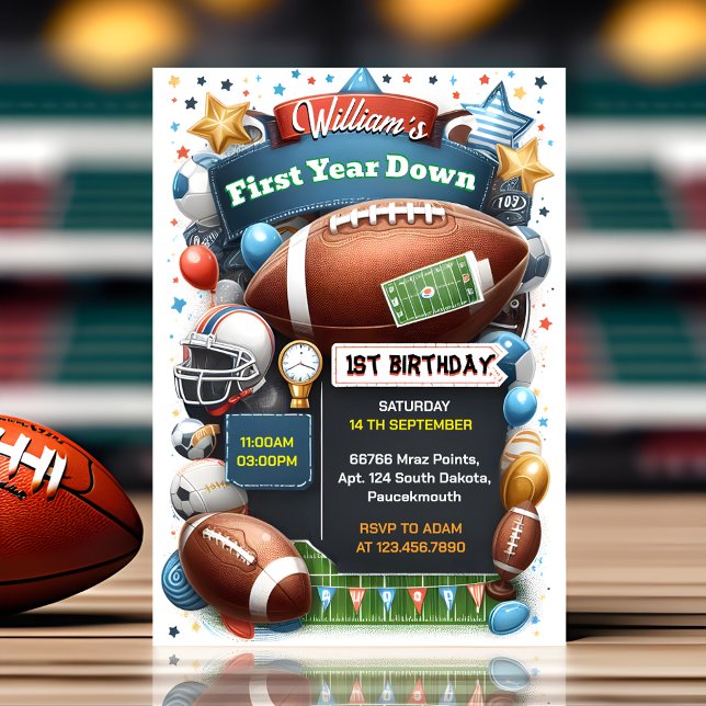 Invitation Vos enfants sportifs billet Football 1er anniversa (Créateur téléchargé)