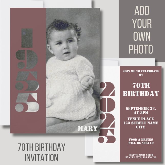 Invitation Votre ancienne année photo 1955 70e anniversaire I (Créateur téléchargé)