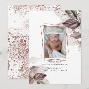 Invitation Votre bébé Photo Aquarelle moderne Foliage
