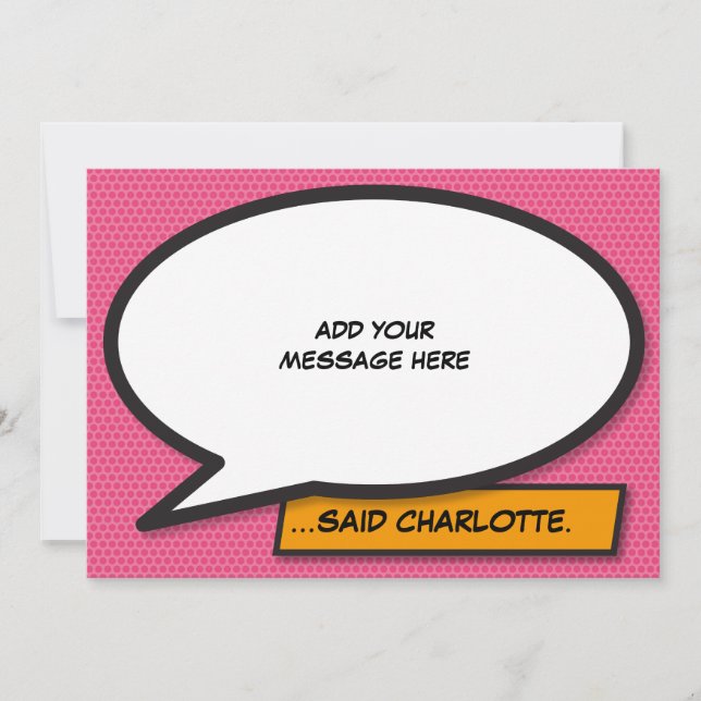 Invitation Votre bulle de message amusante rétro bande dessin (Devant)