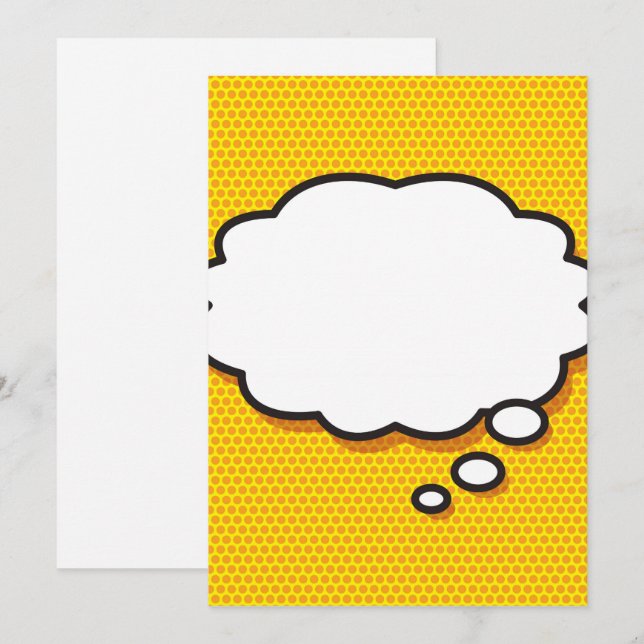 Invitation Votre bulle de pensée de message Amusement rétro b (Devant / Derrière)