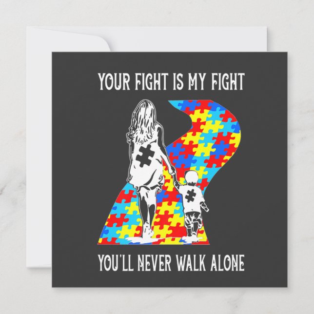 Invitation Votre Combat Est Mon Combat Ruban Puzzle Maman Aut (Devant)