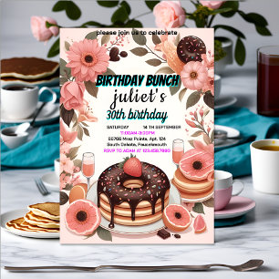 Invitation votre crêpe de beigne adulte rose Brunch 30e anniv
