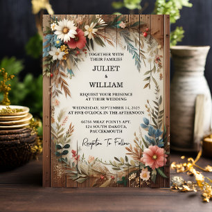 Invitation Votre jardin Floral Boho Boho Boho Rustique Mariag