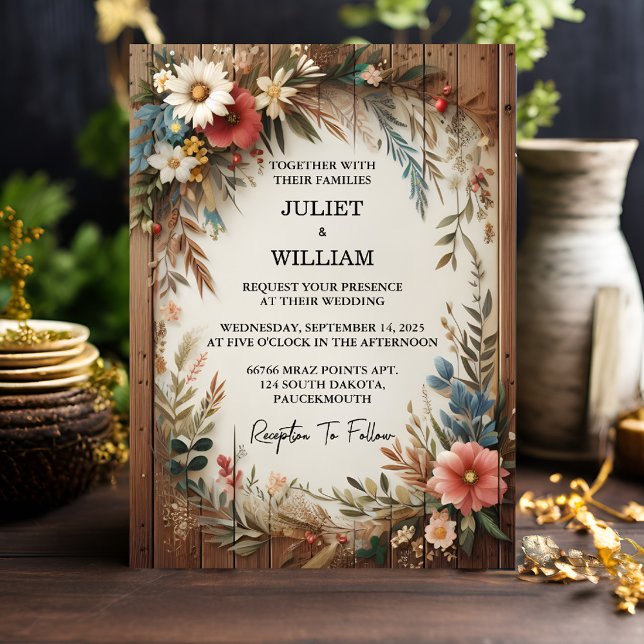Invitation Votre jardin Floral Boho Boho Boho Rustique Mariag (Créateur téléchargé)