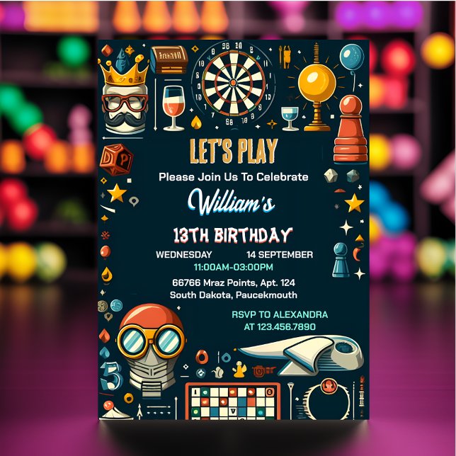 Invitation Votre jeu d'échecs Roi et Reine Nuit 13e anniversa (Créateur téléchargé)