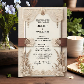 Invitation Votre Mariage de papier en tissu satiné Velvet den