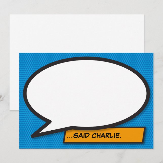 Invitation Votre message Voix Bubble Amusant Retro Comique Li (Devant / Derrière)