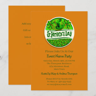 Invitation Votre nom Message Jour de la Saint Patrick Shamroc