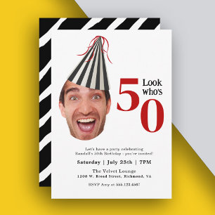 Invitation Votre photo avec Casquette de fête Amusant 50e ann