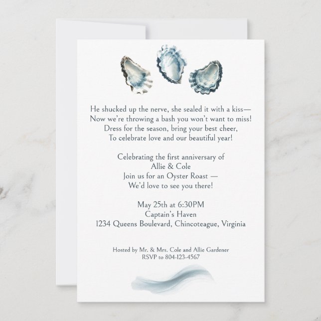 Invitation Votre photo Elegant Roast Oyster 1er Anniversaire (Devant)