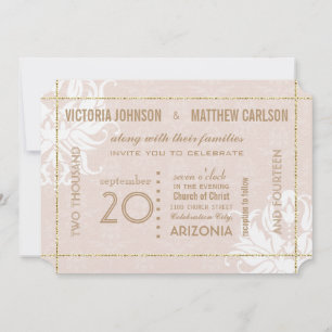 Invitation Votre Rose d'or photo Damask Floral Mariage