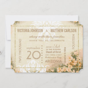 Invitation Votre Rose photo Gold Damask Floral Mariage