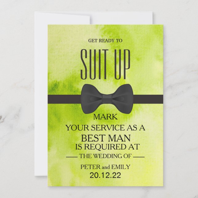 Invitation Votre service en tant qu'invitation Best Man (Devant)