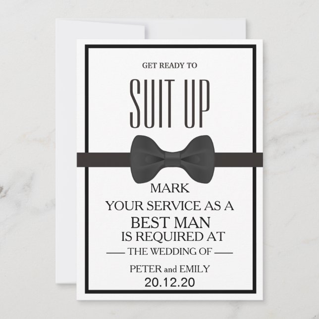 Invitation Votre service en tant qu'invitation Best Man (Devant)