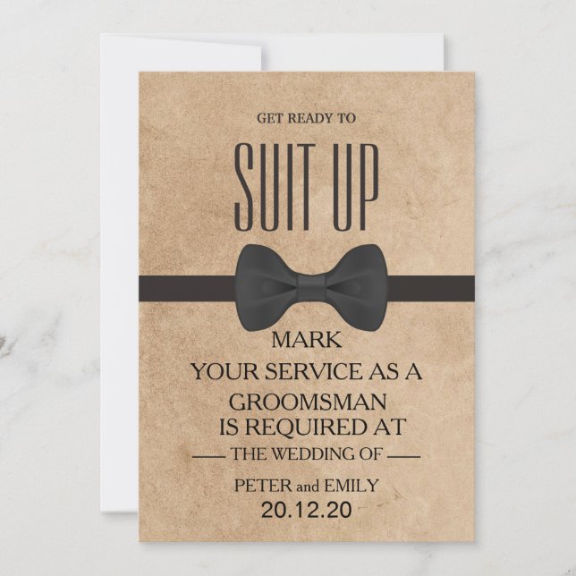 Invitation Votre service en tant qu'invitation de Groomsman (Devant)