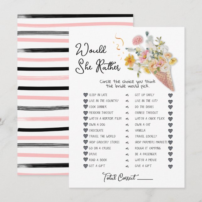 Invitation Voudrait-Elle Plutôt Raccrocher le jeu de Fête des (Devant / Derrière)